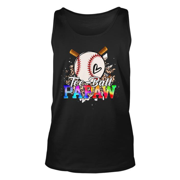 T- Ball Papaw Leopard Funny Baseball Happy Fathers Day  Unisex Tank Top