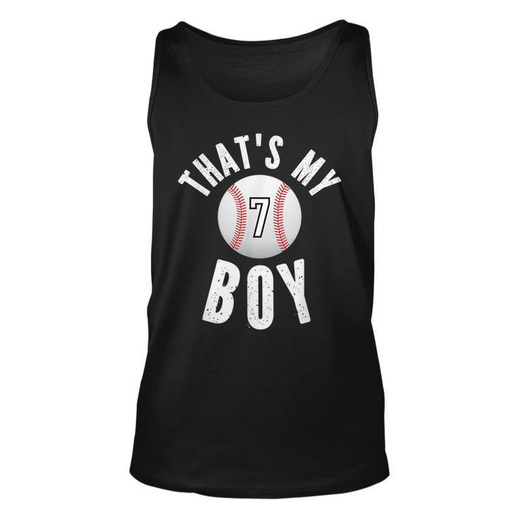Thats My Boy Baseball Jersey Number 7 Vintage Mom Dad  Unisex Tank Top