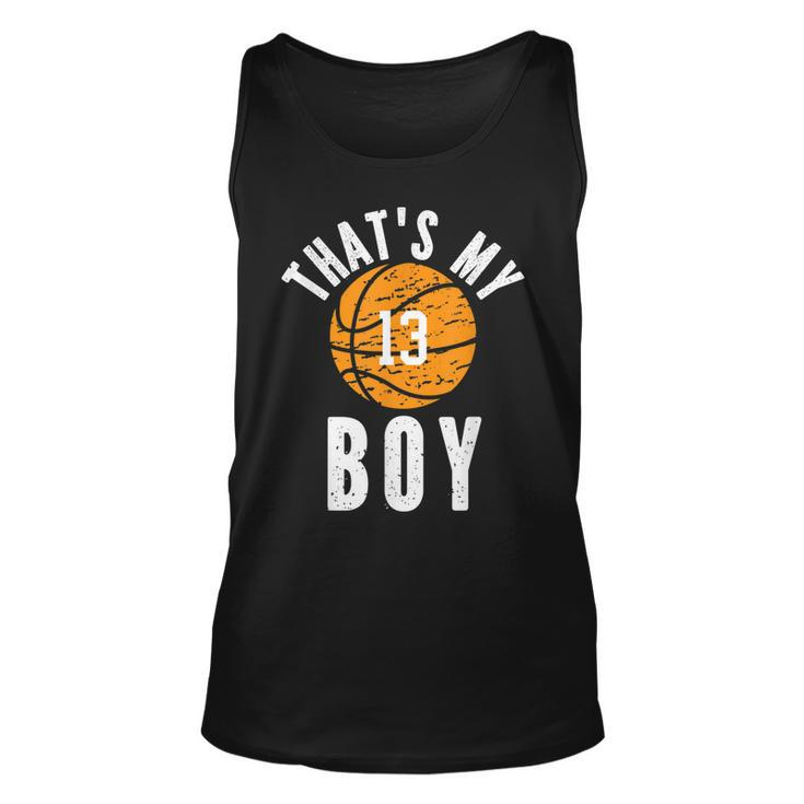 Thats My Boy Jersey Number 13 Vintage Basketball Mom Dad  Unisex Tank Top