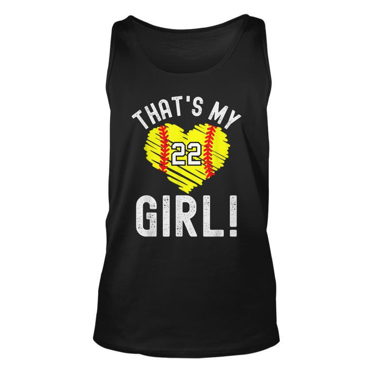 Thats My Girl Vintage Number 22 Heart Softball Mom Dad  Unisex Tank Top