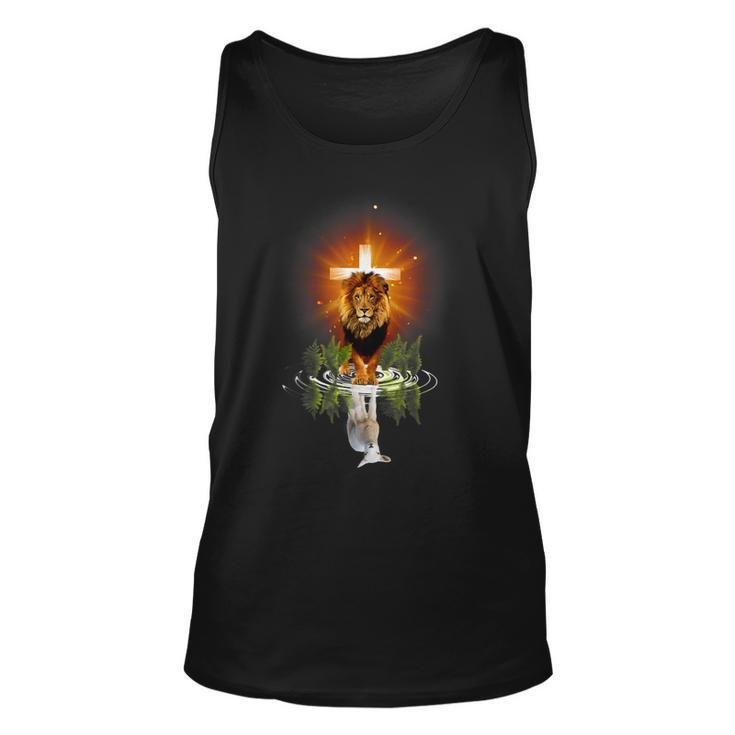 The Lion And The Lamb Water Reflection Jesus Christian Unisex Tank Top