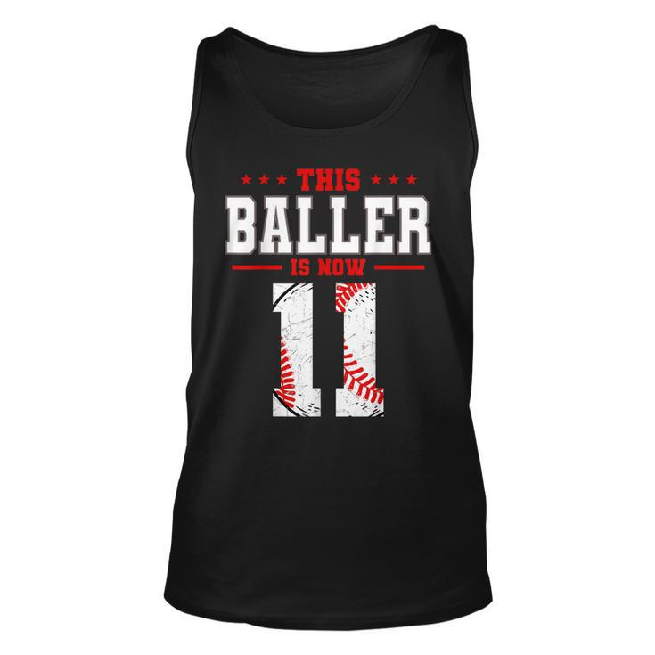 This Baller Is Now 11 Birthday Baseball Theme Bday Party  Unisex Tank Top