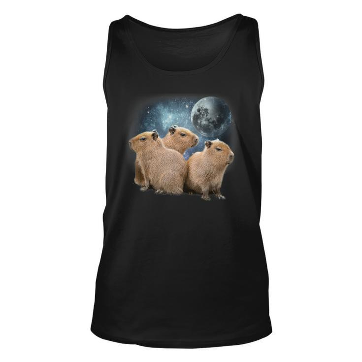 Three Capybaras And Moon Funny Capybara Humor Parody  Unisex Tank Top