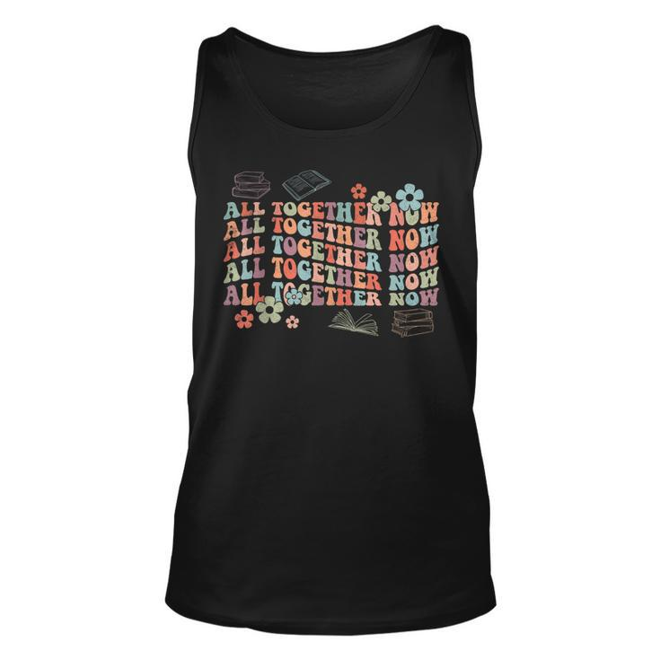 All Together Now Summer Reading 2023 Groovy Book Lover Tank Top