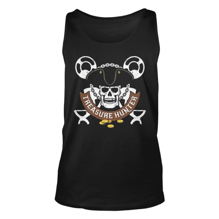 Treasure Hunter Pirate   Metal Detector Gold Coin Chest Unisex Tank Top