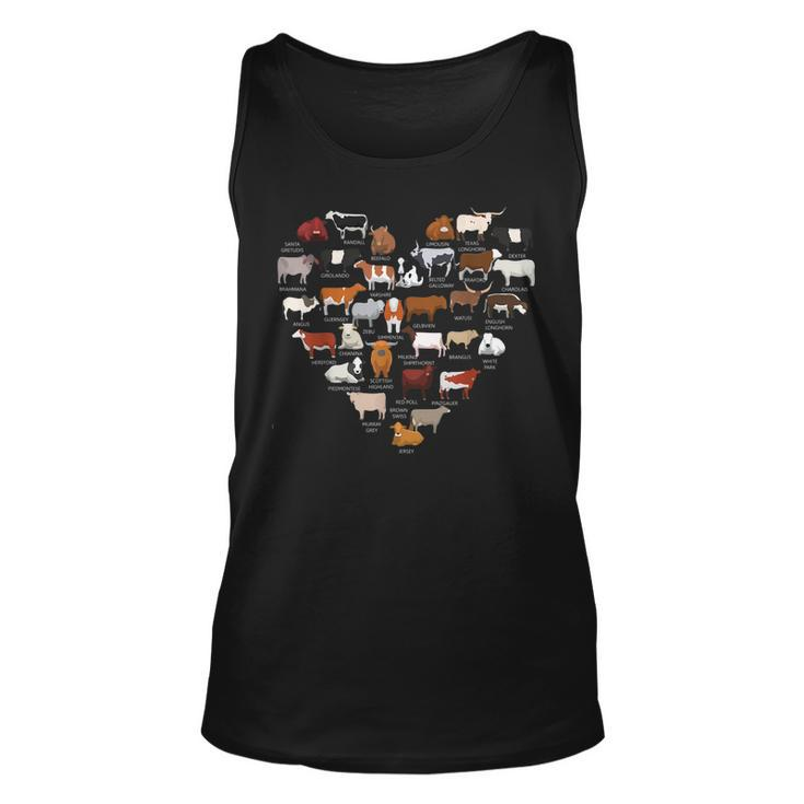 Types Of Cows Identification Cows Heart Cow Lover  Unisex Tank Top