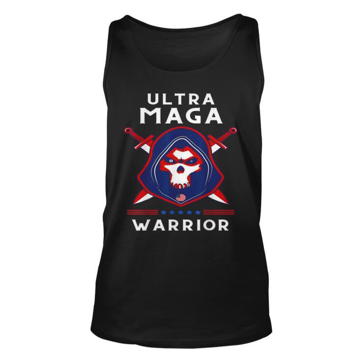 Ultra Maga Warrior Dad Anti Biden Us Flag Pro Trump  Unisex Tank Top