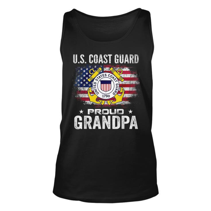 US Coast Guard Proud Grandpa With American Flag Gift  Unisex Tank Top