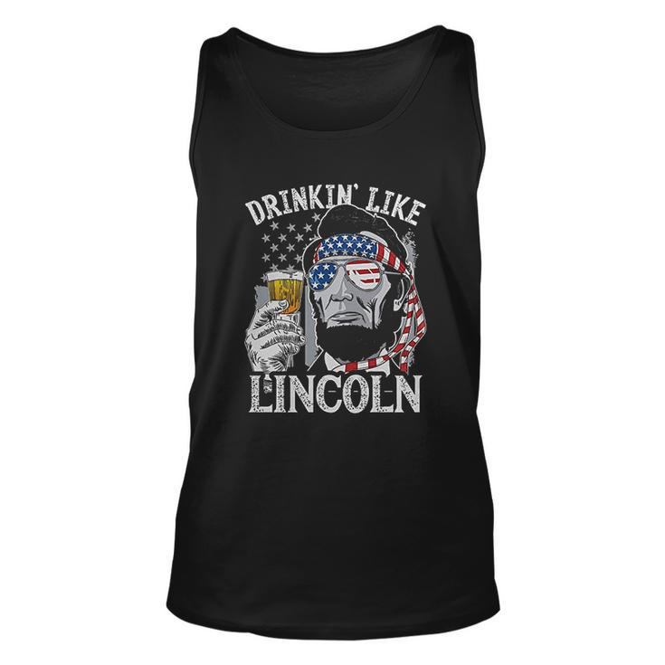 Us Flag Patriotic Military Army Drinkin Like Lincoln Men Women Tank Top Graphic Print Unisex