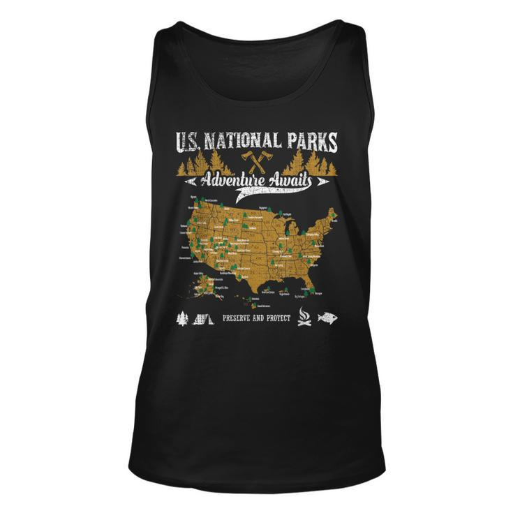 Us National Parks Adventure Awaits Hiking & Camping Lover Tank Top