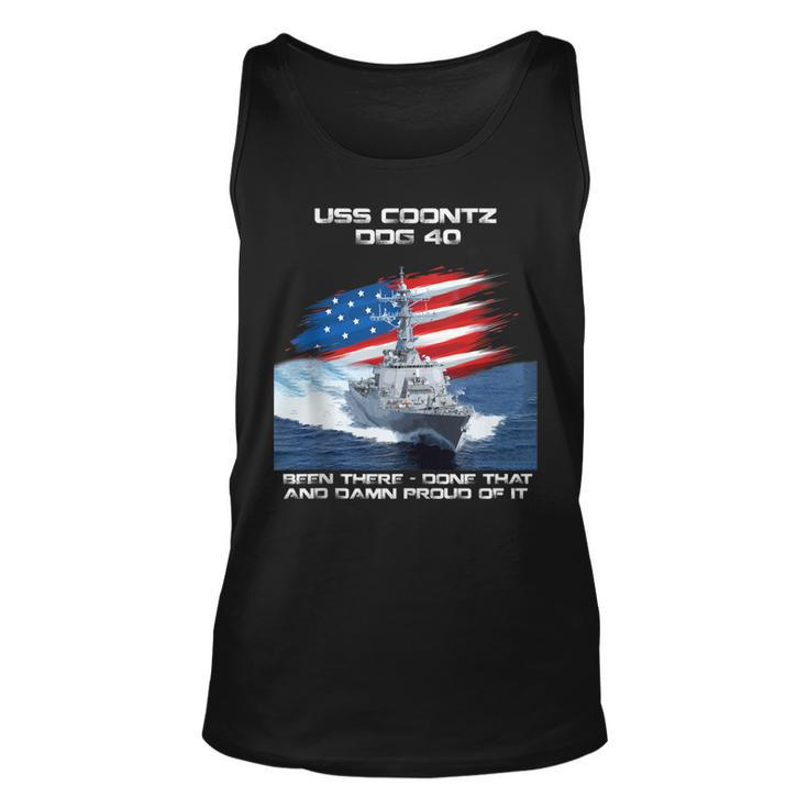Uss Coontz Ddg-40 Destroyer Ship Usa Flag Veterans Day Xmas Unisex Tank Top