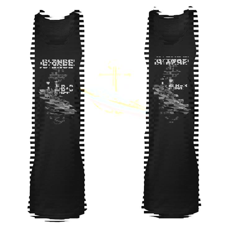 Uss Tennessee Bb-43 Battleship Ww2 American Warship Veterans  Unisex Tank Top