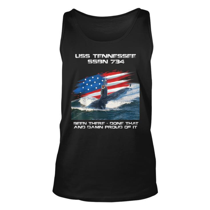 Uss Tennessee Ssbn-734 American Flag Submarine Veteran Xmas  Unisex Tank Top