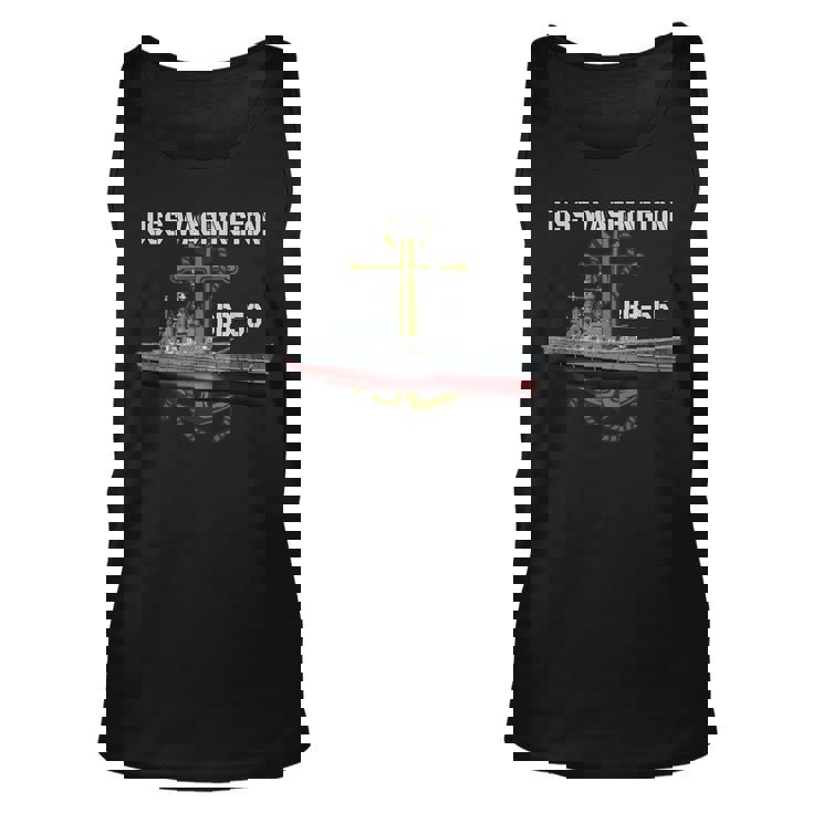 Uss Washington Bb-56 Battleship Ww2 American Warship Veteran  Unisex Tank Top