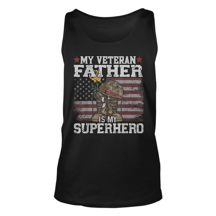 My Veteran Father Is My Superhero Flag Military Veteran Day Tank Top