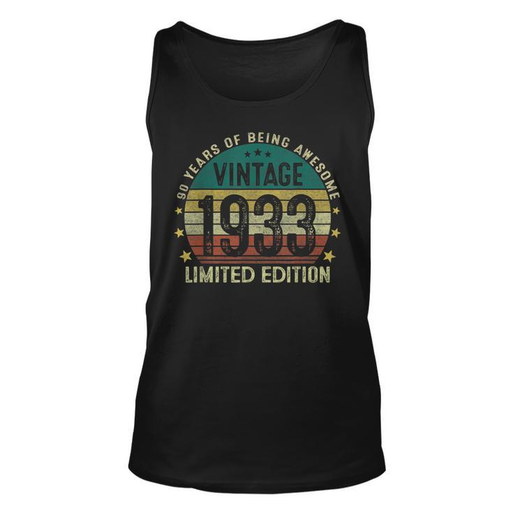 Vintage 1933 90 Years Old 90Th Birthday Gifts For Men  Unisex Tank Top