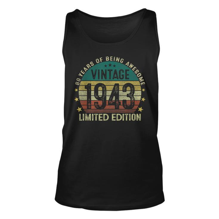 Vintage 1943 80 Years Old 80Th Birthday Gifts For Men  Unisex Tank Top