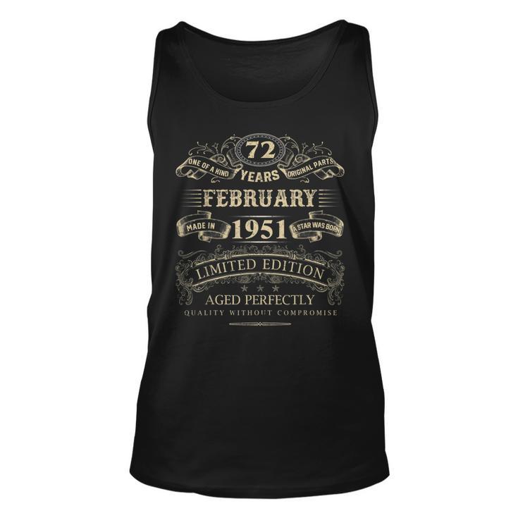 Vintage 1951 Geburtstagsoutfit, 72 Jahre Alt Unisex TankTop für Damen und Herren