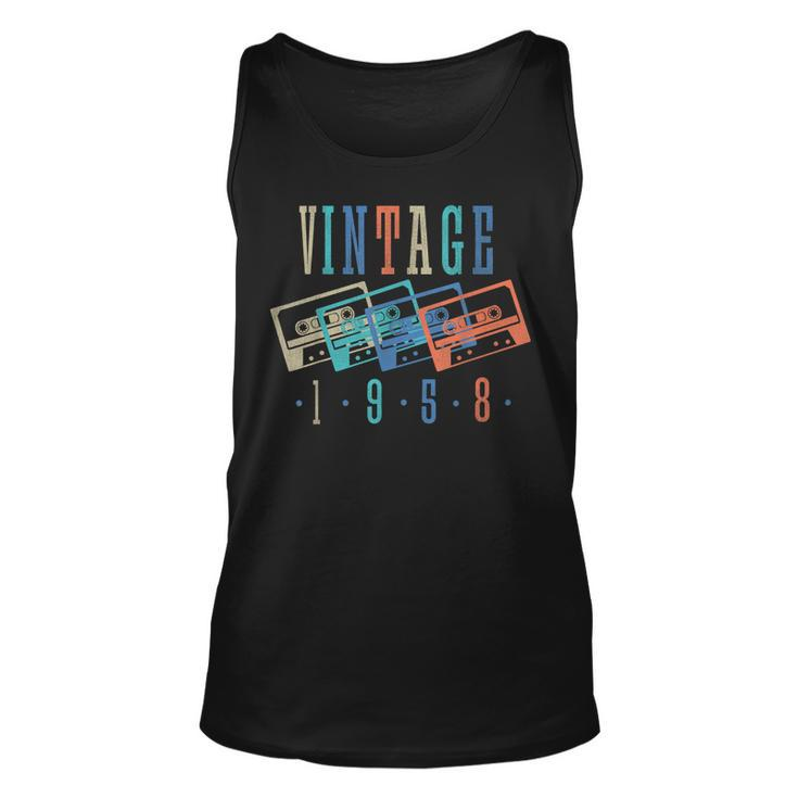 Vintage 1958 Cassette Tape 1958 Birthday Gifts 65 Year Old  Unisex Tank Top