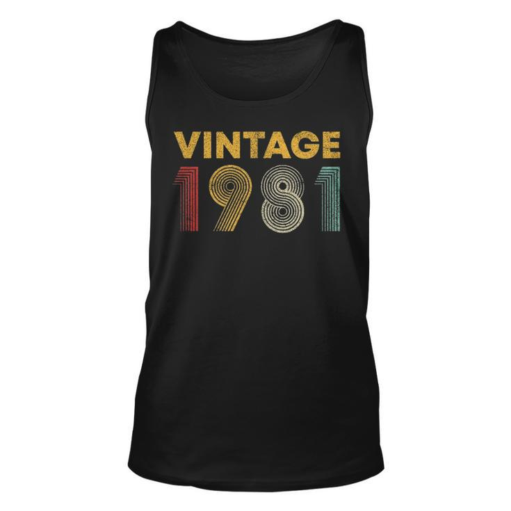Vintage 1981 40 Years Old Born In 1981 40Th Birthday Gift Unisex Tank Top