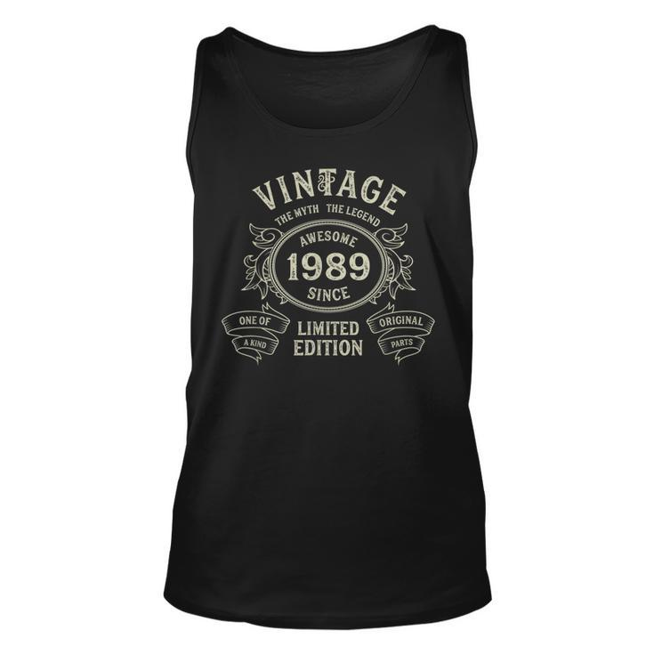 Vintage 1989 Limited Edition Born In 1989 34Th Birthday  Unisex Tank Top
