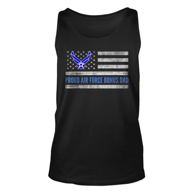 Vintage American Flag Proud Air Force Bonus Dad Veteran  Unisex Tank Top