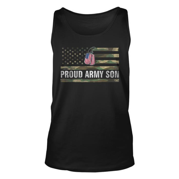 Vintage American Flag Proud Army Son Veteran Day Gift  Unisex Tank Top