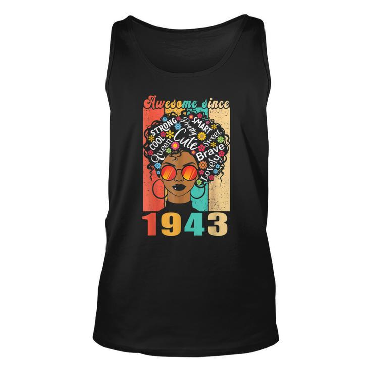 Vintage Awesome Since 1943 Black Afro Girl 80Th Birthday  Unisex Tank Top