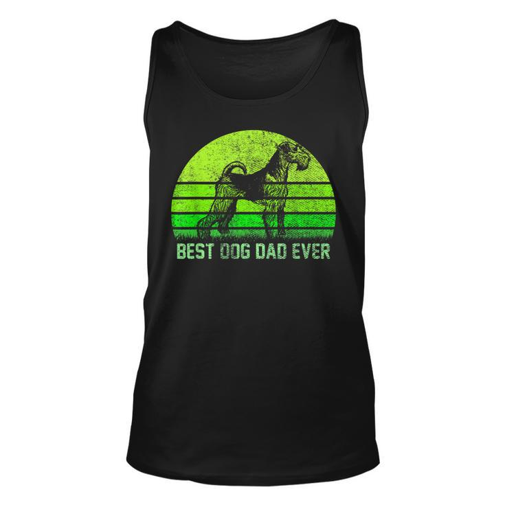 Vintage Best Airedale Terrier Dog Dad Ever Silhouette Sunset Tank Top