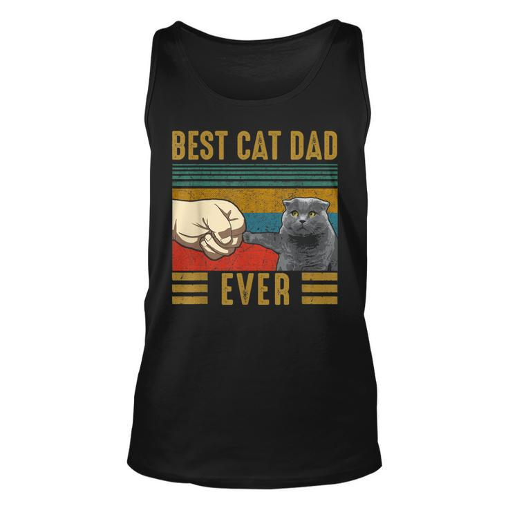Vintage Best Cat Dad Ever Fathers Day Scottish Fold Cat  Unisex Tank Top