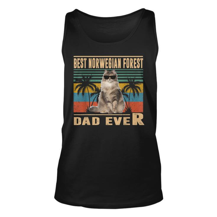 Vintage Best Cat Dad Ever Norwegian Forest Cat Fathers Day Unisex Tank Top