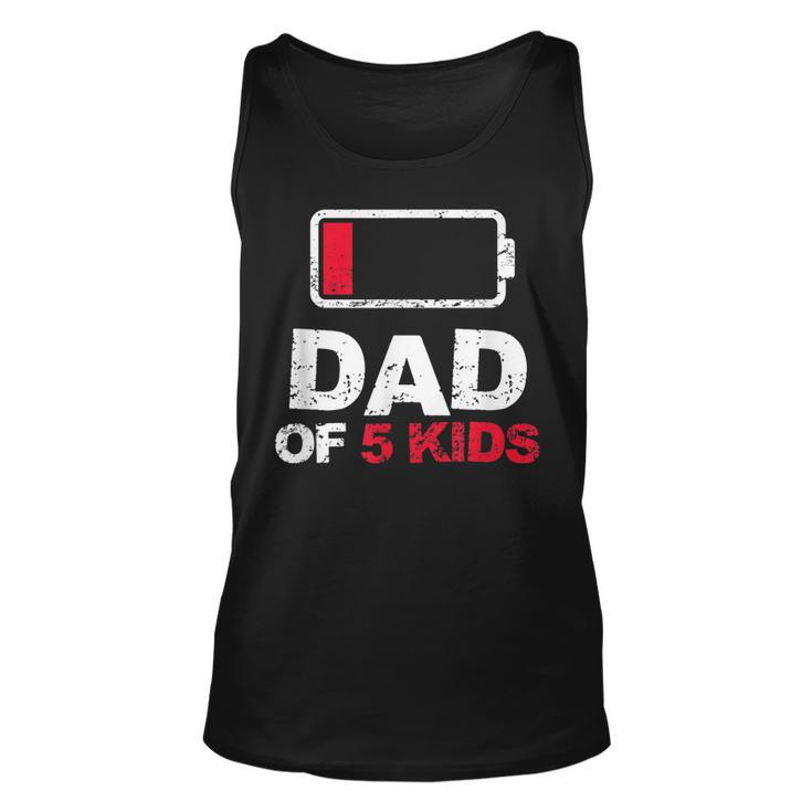 Vintage Dad  Dad Of 5 Kids Battery Low Fathers Day  Unisex Tank Top