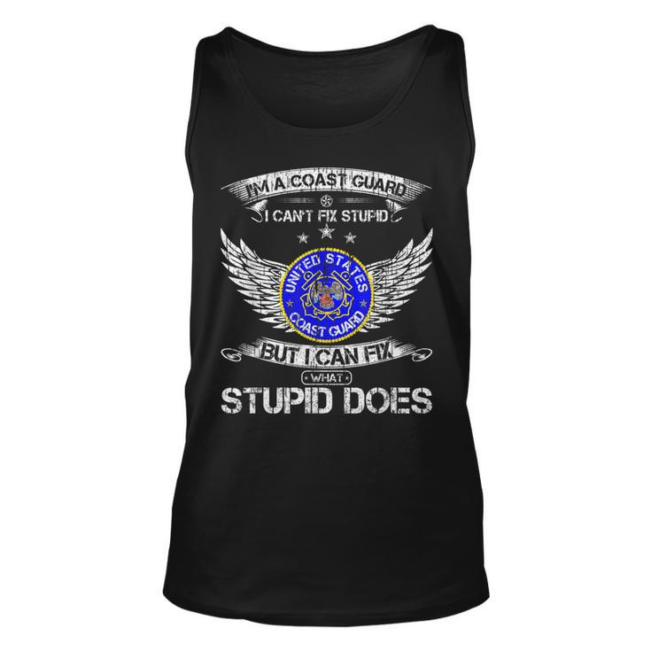 Vintage Im A Coast Guard Veteran I Can Fix What Stupid Does  Unisex Tank Top
