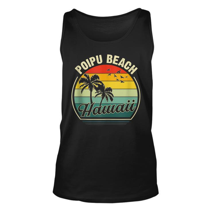 Vintage Poipu Koloa Kauai Beach Summer Vacation Sunset Palm  Unisex Tank Top