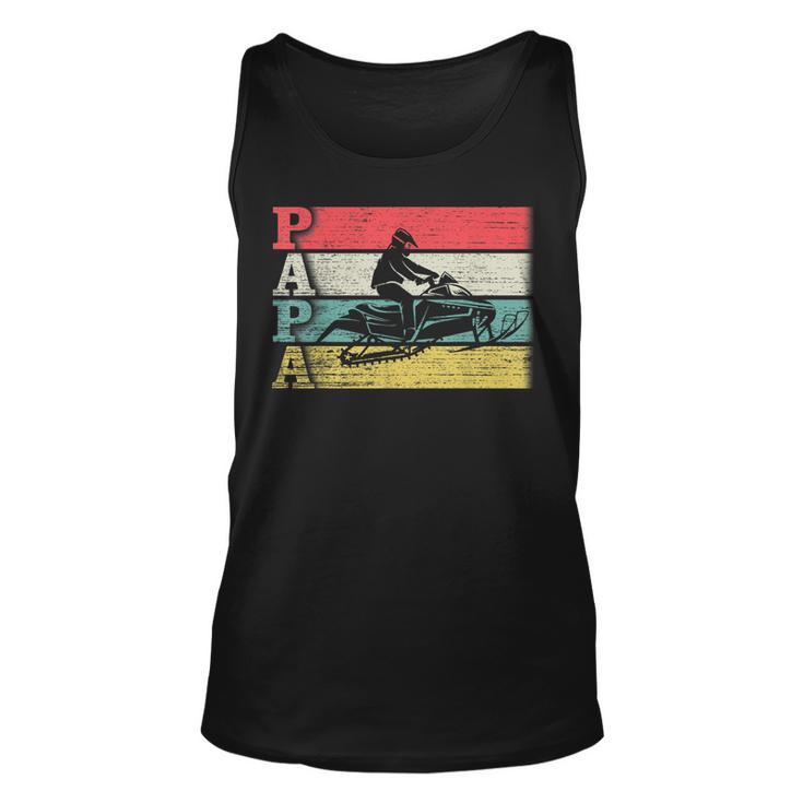 Vintage Retro Snowmobile Papa Snowmobiling Silhouette Funny  Unisex Tank Top