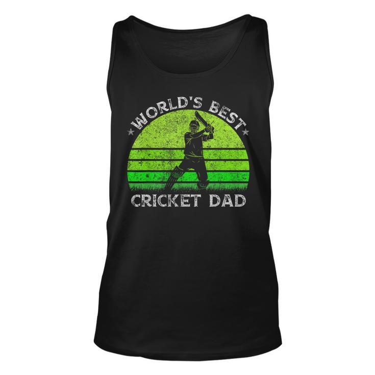 Vintage Retro Worlds Best Cricket Dad Silhouette Sunset Unisex Tank Top