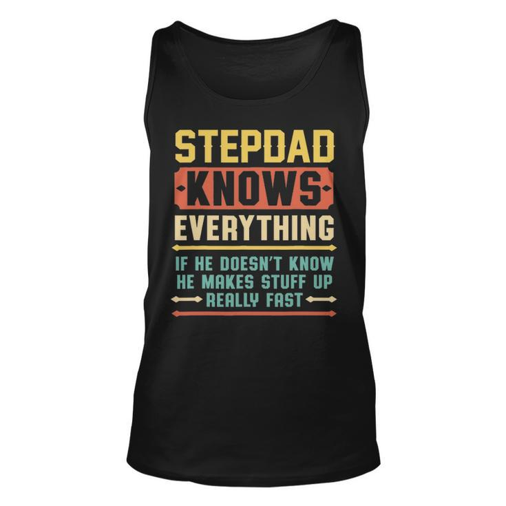 Vintage Stepdad Knows Everything  Stepdad Grandpa Unisex Tank Top