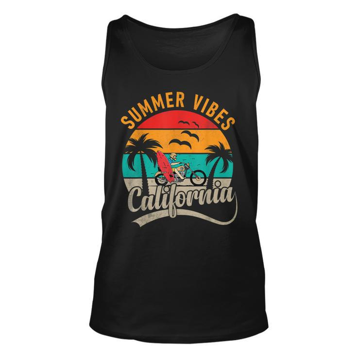 Vintage Surfer Retro Surfing Beach Summer Vibes California  Unisex Tank Top