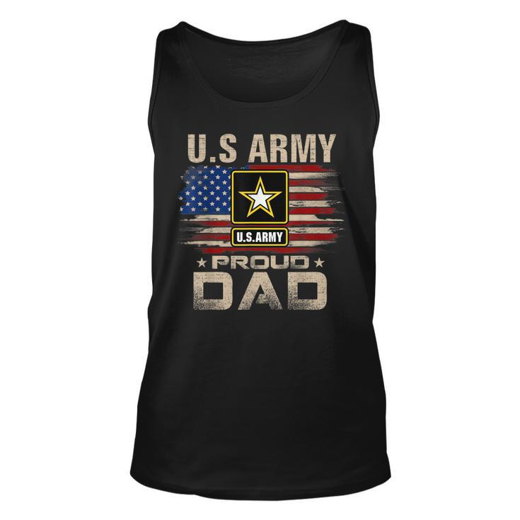 Vintage US Army Proud Dad With American Flag  Unisex Tank Top