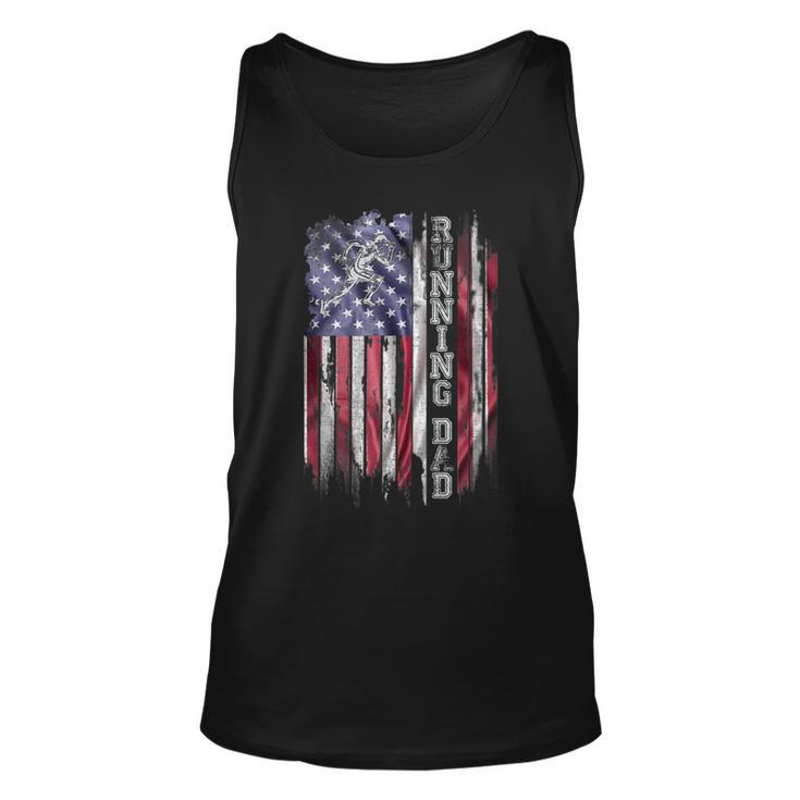 Vintage Usa Flag Proud Running Dad Runner Silhouette Funny  Unisex Tank Top