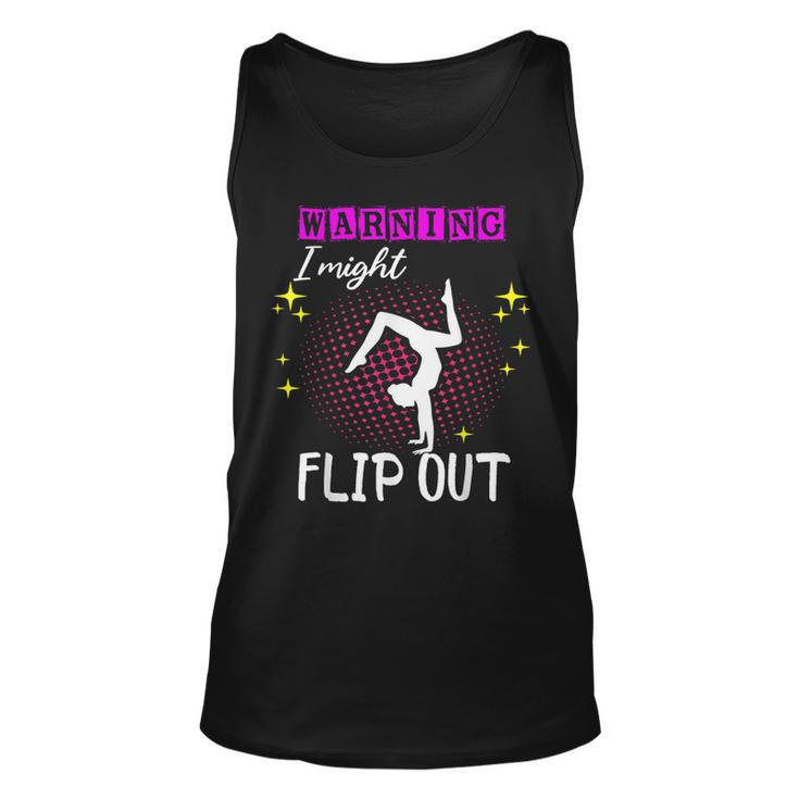 Warning I Might Flip Out Funny Gymnast Cheerleading  Unisex Tank Top