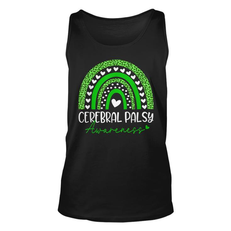 We Wear Green Cerebral Palsy Cp Awareness Rainbow Leopard  Unisex Tank Top