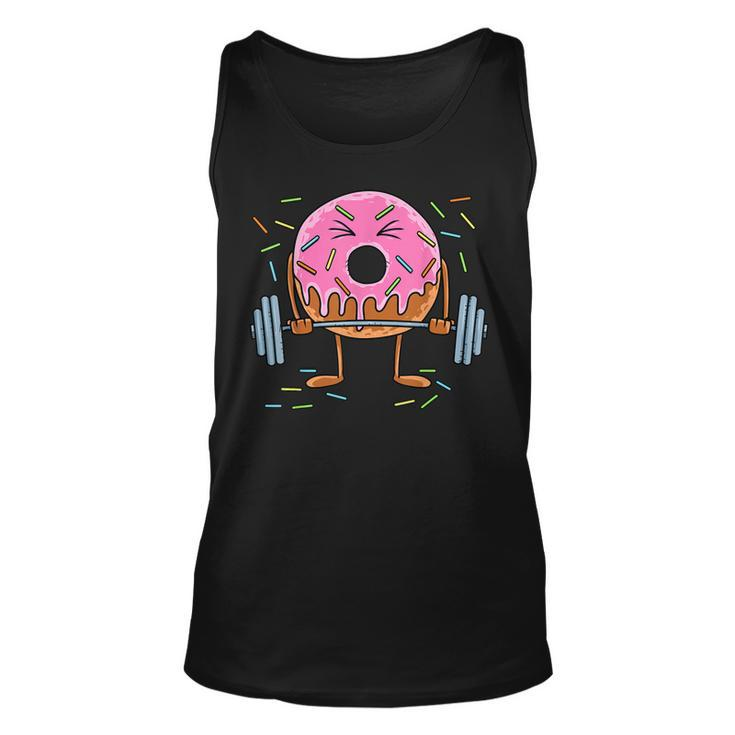 Weightlifing Barbell Workout Gym Weightlifter Donut Tank Top