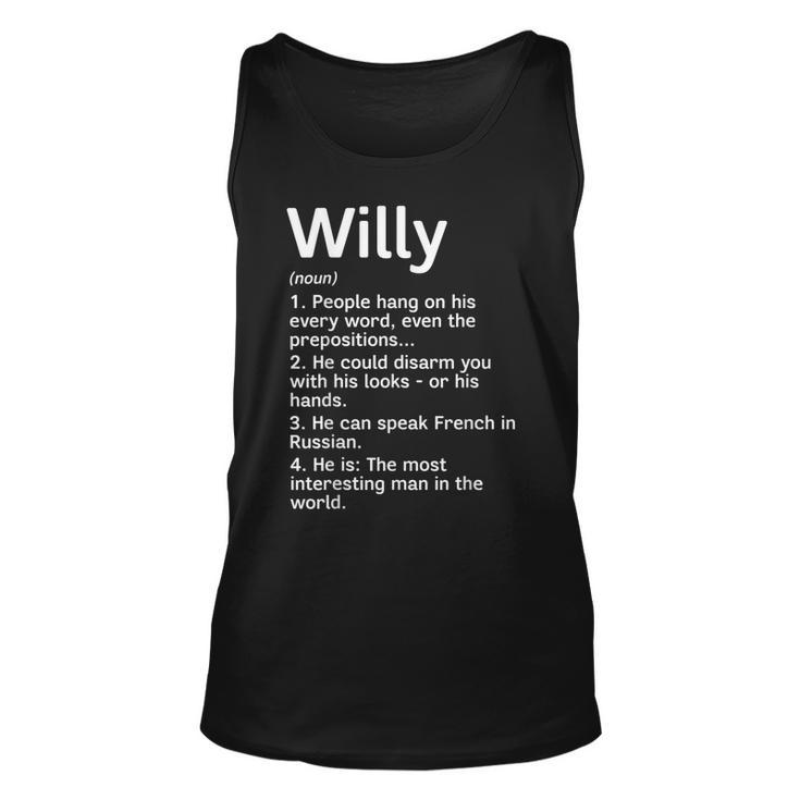 Willy Name Definition Meaning Funny Interesting  Unisex Tank Top