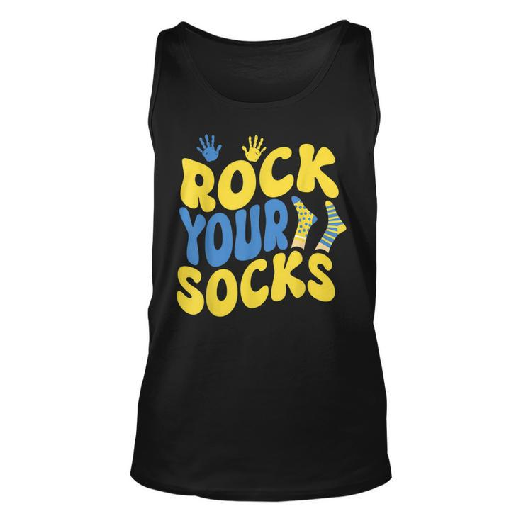 World Down Syndrome Day T  Rock Your Socks Groovy  Unisex Tank Top