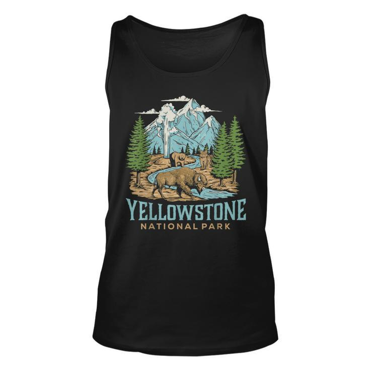 Yellowstone Us National Park Wolf Bison Bear Vintage Gift  Unisex Tank Top