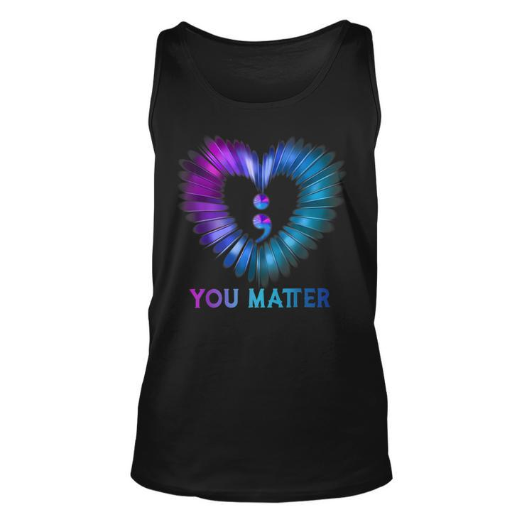 You Matter Dont Let Your Story End Semicolon Heart  Unisex Tank Top