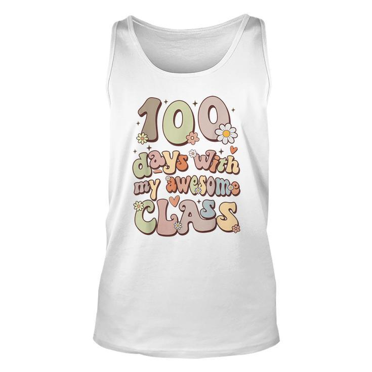100 Days With My Awesome Class Retro Teacher Women Girls  Unisex Tank Top