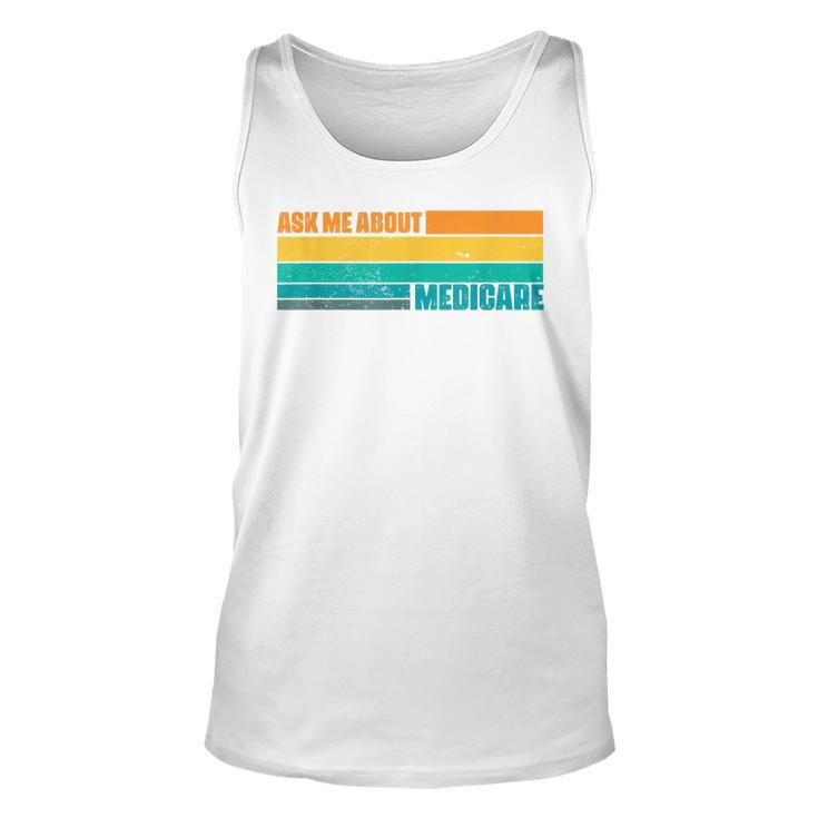 Ask Me About Medicare Retro Sunset Actuary Agent Broker  Unisex Tank Top