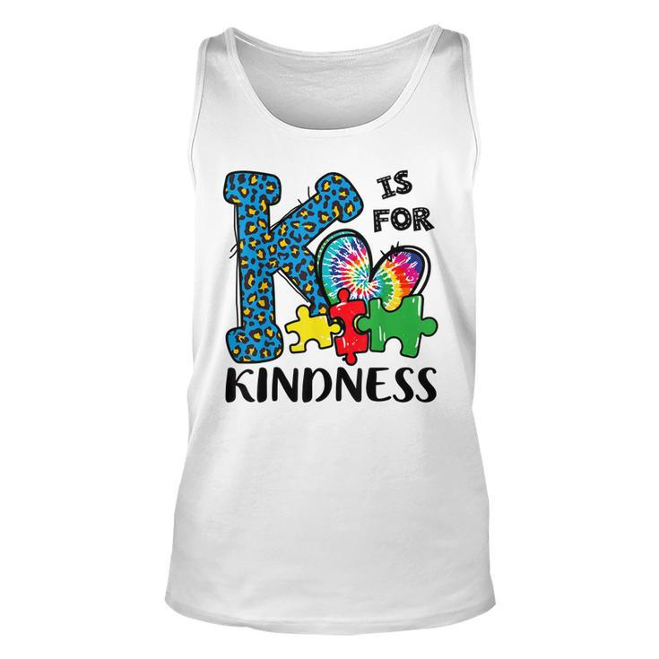 Autism Awareness K Is For Kindness Puzzle Piece Be Kind  Unisex Tank Top